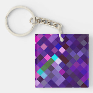 Pixelated Pattern — Paars Sleutelhanger