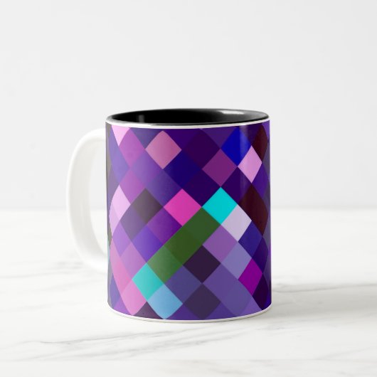 Pixelated Pattern - Purple Tweekleurige Koffiemok (Voorkant links)