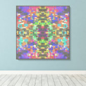 Pixelated Patterned Beyond Colors Of The Rainbow Canvas Afdruk (Insitu (Houten vloer))