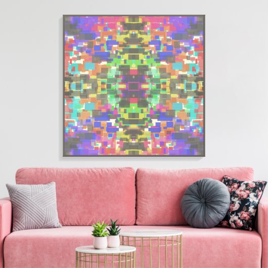 Pixelated Patterned Beyond Colors Of The Rainbow Canvas Afdruk (Insitu (Woonkamer))