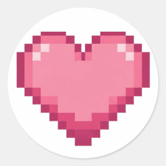 Pixelated Pink Heart Design Ronde Sticker