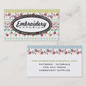 Pixelated pixel art embroidery bloemen roze munt visitekaartje (Voorkant / Achterkant)