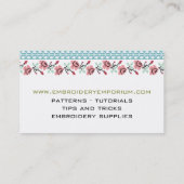 Pixelated pixel art embroidery bloemen roze munt visitekaartje (Achterkant)