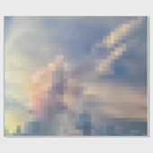 Pixelated Roze en Blauwe Wolk Verpakkende Document Cadeaupapier (Vlak)