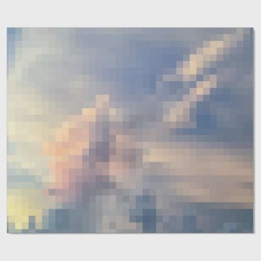 Pixelated Roze en Blauwe Wolk Verpakkende Document Cadeaupapier (Vlak)