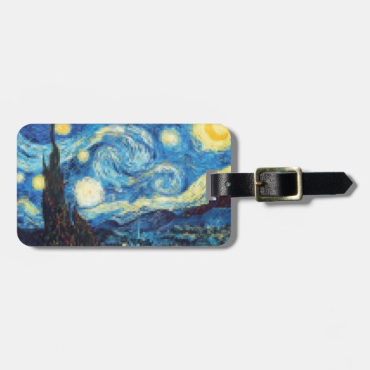 Pixelated Sterrennacht van Van Gogh Bagagelabel (Voorkant horizontaal)