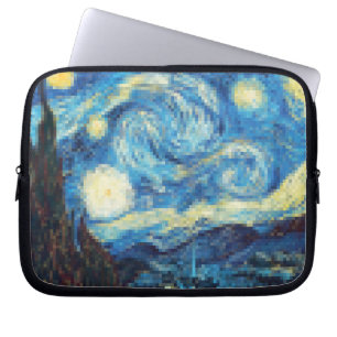 Pixelated Sterrennacht van Van Gogh Laptop Sleeve