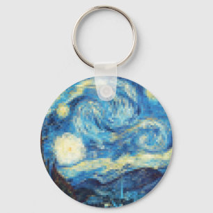 Pixelated Sterrennacht van Van Gogh Sleutelhanger