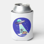 Pixelated UFO Pizza Avontuur - Alien Art Blikjeskoeler (Blikje Voorkant)