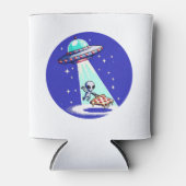 Pixelated UFO Pizza Avontuur - Alien Art Blikjeskoeler (Voorkant)