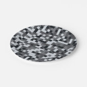 Pixelated Video Game zwart en grijs Verjaardagsfee Papieren Bordje (Gekanteld)