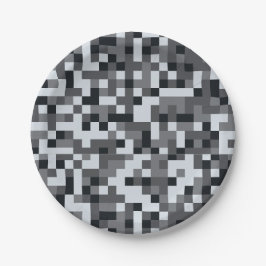 Pixelated Videospel zwart en grijs Verjaardagsfees Papieren Bordje