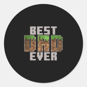 Pixelblok Beste Papa Ooit Aarde Gr Grappige Gamer  Ronde Sticker