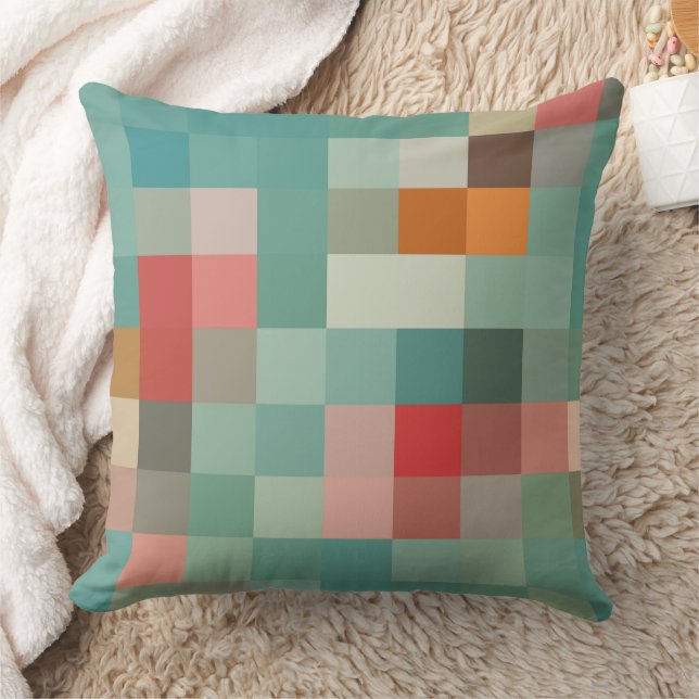 Pixelblokken in blauw complimenten patroon kussen (Deken)