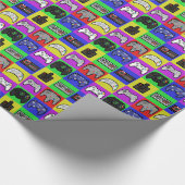 Pixelcontrollerpatroon voor gamerregenboogretro cadeaupapier (Hoek)