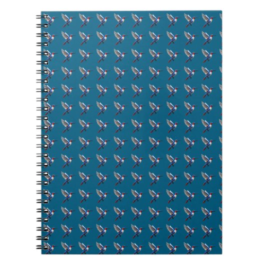 Pixeled Blauwe Kolibrie  Notitieboek (Voorkant)