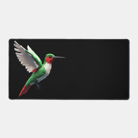 Pixeled Green Hummingbird Bureaumat (Voorkant)