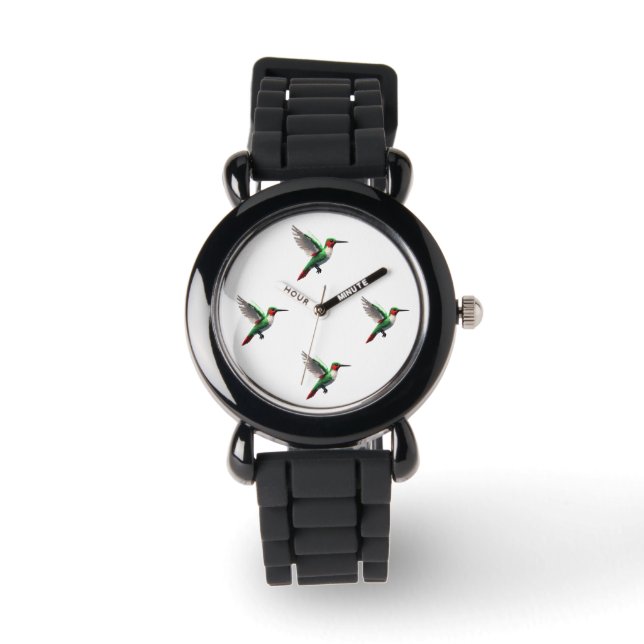 Pixeled Green Hummingbird Horloge (Voorkant)