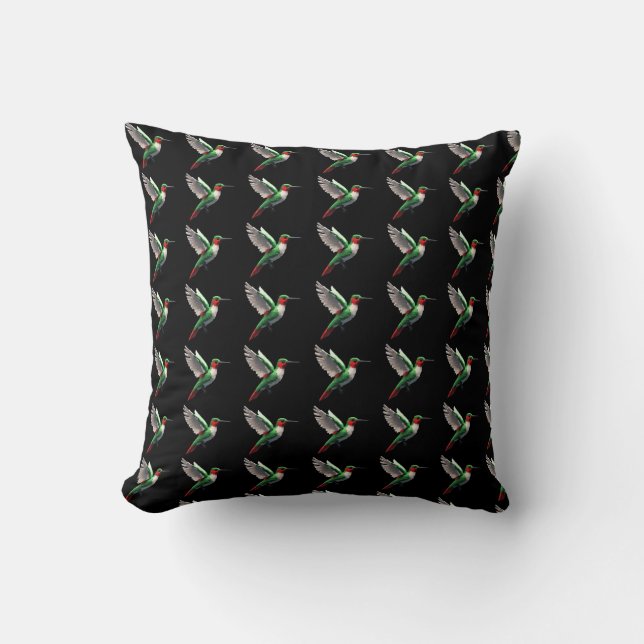 Pixeled Green Hummingbird Kussen (Voorkant)