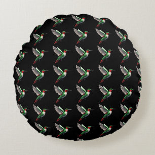 Pixeled Green Hummingbird Rond Kussen
