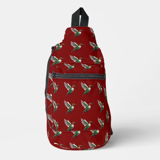 Pixeled Green Hummingbird Sling Bag (Voorkant)