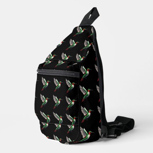 Pixeled Green Hummingbird Sling Bag (Rechterhoek)