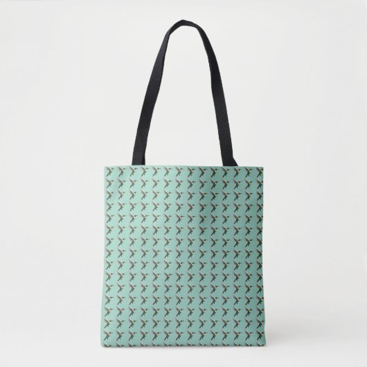 Pixeled Green Hummingbird Tote Bag (Voorkant)