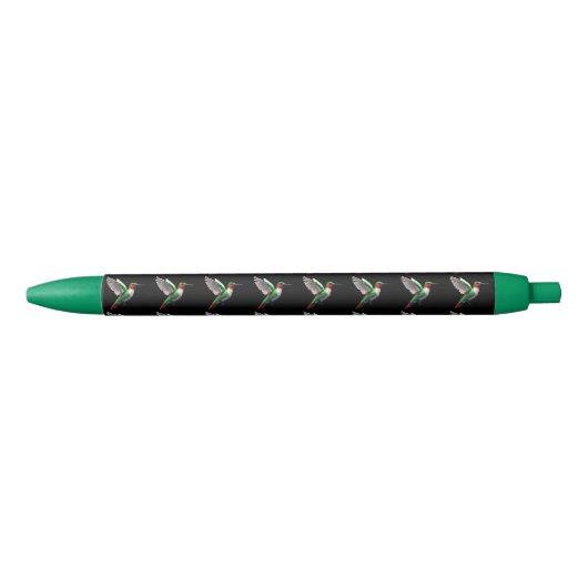 Pixeled Green Hummingbird Zwarte Inkt Pen (Voorkant)