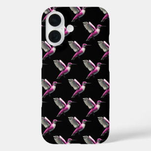 Pixeled Pink Hummingbird iPhone 16 Hoesje