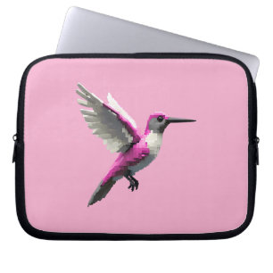 Pixeled Pink Hummingbird Laptop Sleeve