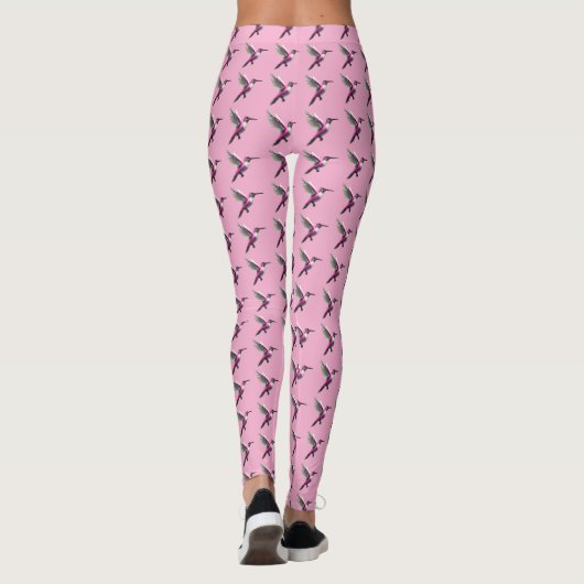 Pixeled Pink Hummingbird Leggings (Achterkant)