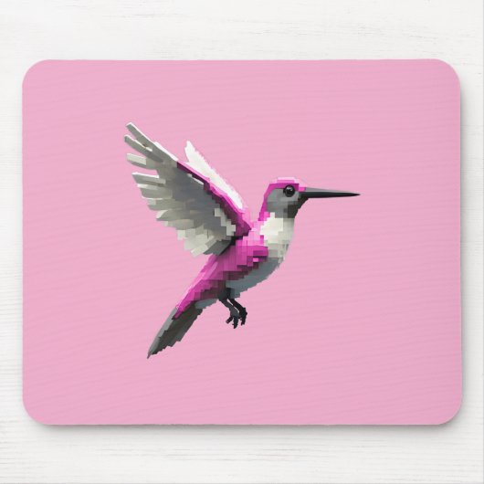 Pixeled Pink Hummingbird Muismat (Voorkant)