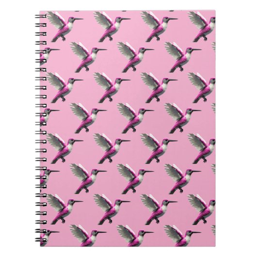 Pixeled Pink Hummingbird Notitieboek (Voorkant)