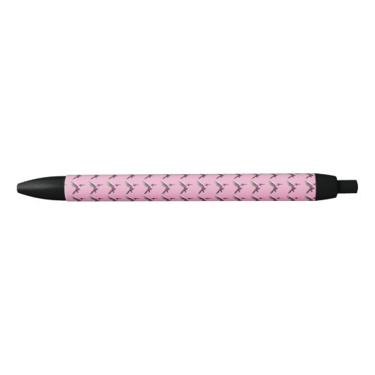 Pixeled Pink Hummingbird Zwarte Inkt Pen (Voorkant)