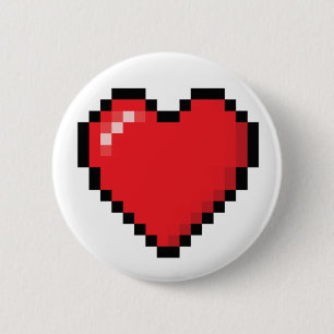 Pixeled Red-game-hart Ronde Button 5,7 Cm