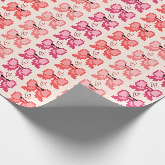 Pixelen Boog in Hoge Hakken Patroon Cadeaupapier (Hoek)