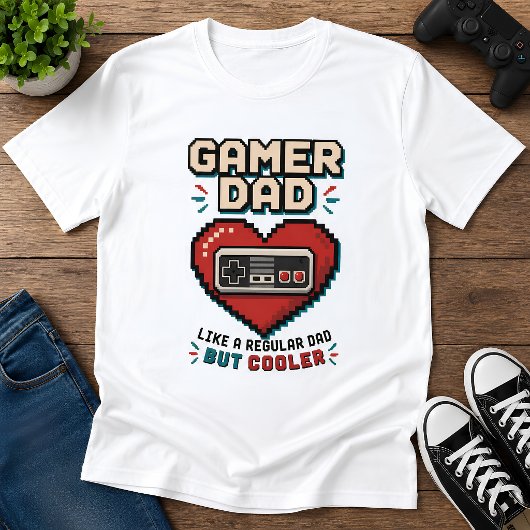 Pixelgamer papa pixelhart retro controller  t-shirt