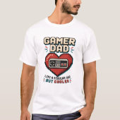 Pixelgamer papa pixelhart retro controller  t-shirt (Voorkant)