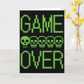 Pixelgamer Schedel Game Over Retro Videogame Arcad Kaart (Gele Bloem)