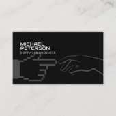 Pixelhand in contact met menselijke hand | IT - Zw Visitekaartje (Voorkant)