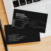 Pixelhand in contact met menselijke hand | IT - Zw Visitekaartje