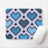 Pixelhartpatroon blauw en paars muismat (Met muis)