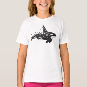 Pixelige Orka Grafiek – Digitale Storing T-shirt