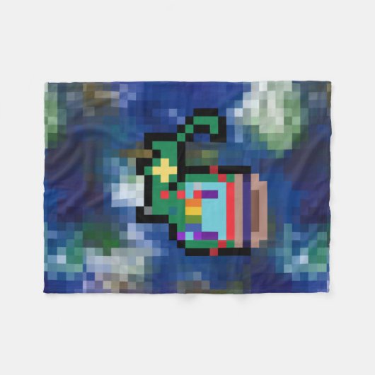 pixelkat fleece deken (Voorkant (Horizontaal))