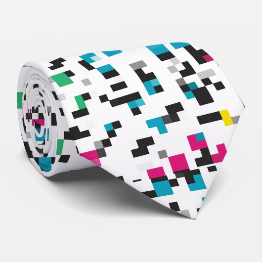 Pixelkleurblokken Glitch-Stropdas Stropdas (Opgerold)