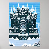 Pixelkunst, kasteel en sneeuw | AI Art Poster (Voorkant)