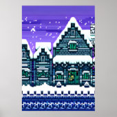 Pixelkunst, stad in sneeuw | AI Art Poster (Voorkant)