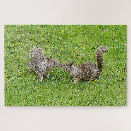 Pixelkunst - Twee eekhoorns Legpuzzel (Horizontaal)