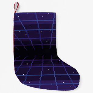 pixelkunst van 80s Retro sci-Fi achtergrond. Pixel Kleine Kerstsok