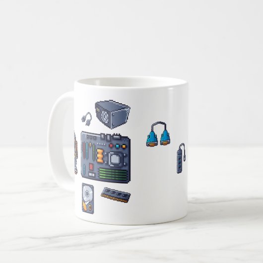 Pixelkunst van PC-component Koffiemok (Voorkant links)